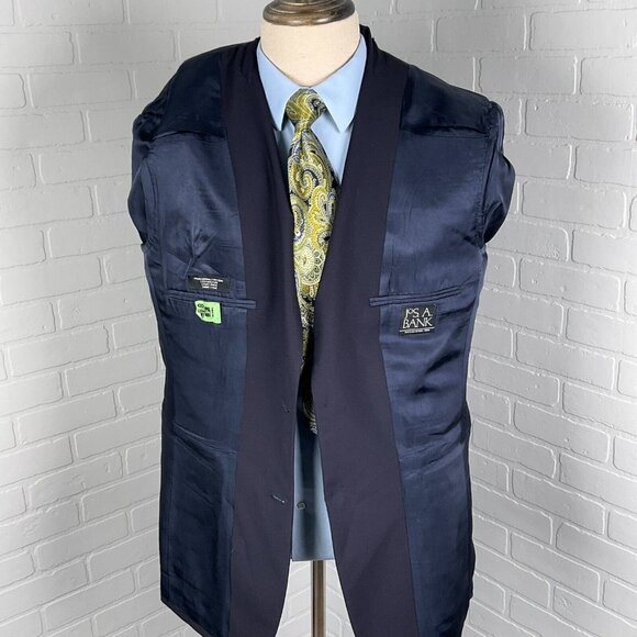 Jos A Bank Blazer Men 41R Blue‎ Gold Shield Button Executive Classic Wool Jacket - Picture 6 of 15
